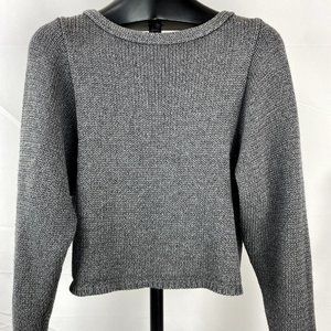 Valette Long Sleeve Sweater Pullover S Small Top Cable Knit Asymmetrical Back